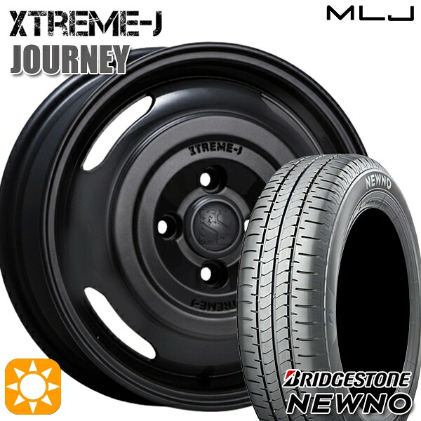 【取付対象】155/65R14 75H ブリヂストン ニューノ MLJ エクストリームJ ジャーニー サテンブラック 14インチ 4.5J 4H100 サマータイヤホイールセット