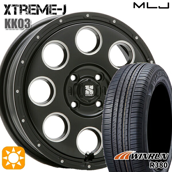 【取付対象】165/65R14 79T ウィンラン R380 MLJ エクストリームJ KK03 サテンブラックミルド 14インチ 4.5J 4H100 サマータイヤホイールセット ｜トレッド新横浜師岡店