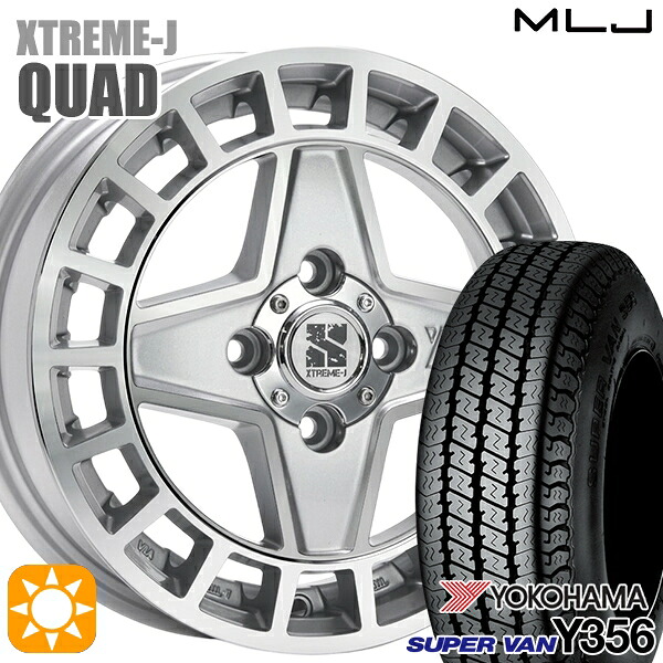 【取付対象】軽トラ 145/80R12 80/78N ヨコハマ スーパーバン Y356 MLJ エクストリームJ QUAD GM 12インチ 4.0J 4H100+43 サマータイヤホイールセット