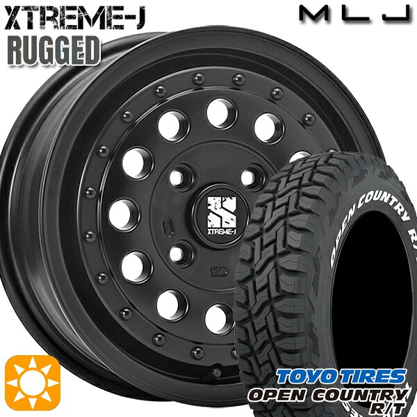 【取付対象】155/65R14 75Q トーヨー オープンカントリー R/T ホワイトレター MLJ エクストリームJ ラギッド サテンブラック 14インチ 5.0J 4H100 サマータイヤホイールセット