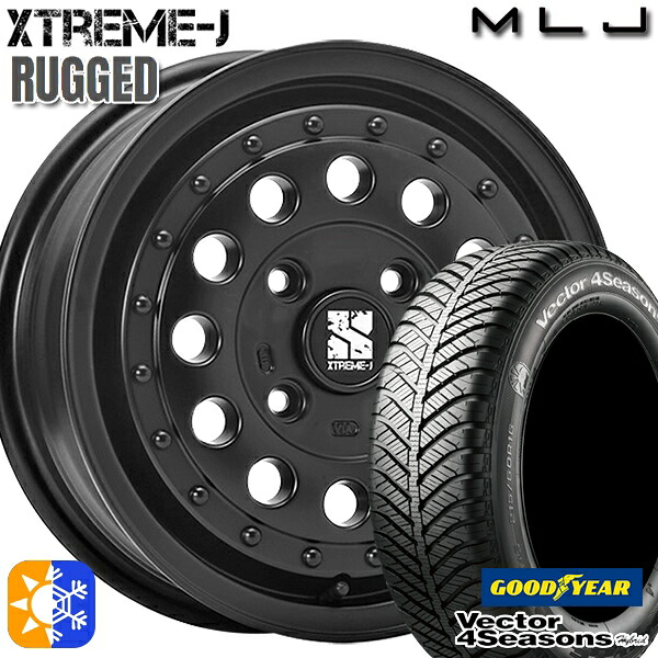 165/65R14 79H グッドイヤー ベクター フォーシーズンズ MLJ エクストリームJ ラギッド 14インチ 5.0J 4H100 サテンブラック オールシーズンタイヤホイールセット |トレッド新横浜師岡店