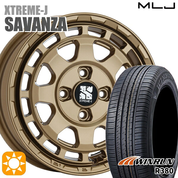【取付対象】165/65R14 79T ウィンラン R380 MLJ エクストリームJ SAVANZA BR 14インチ 4.5J 4H100+43 サマータイヤホイールセット