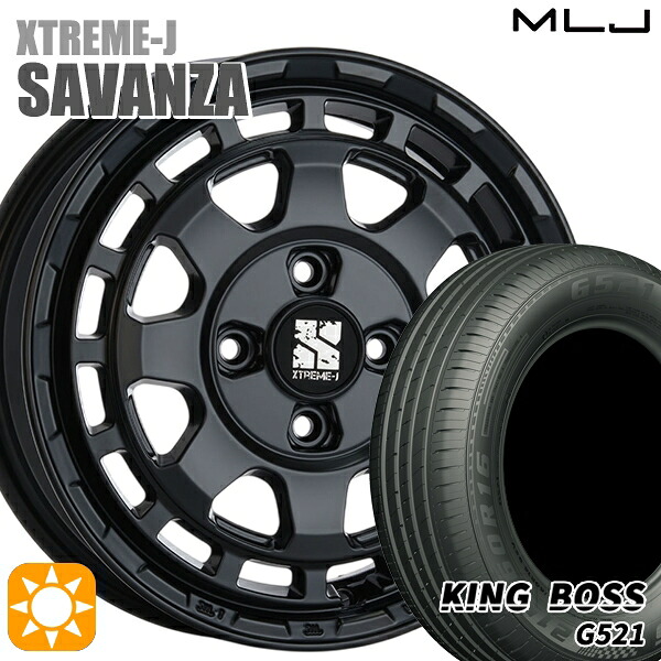 【取付対象】エブリィワゴン 165/60R14 75H キングボス G521 MLJ エクストリームJ SAVANZA SB 14インチ 4.5J 4H100+43 サマータイヤホイールセット