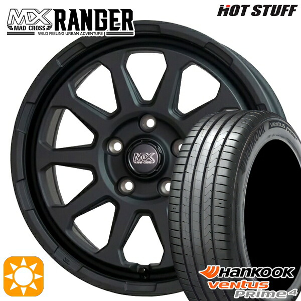 【取付対象】205/50R17 93W XL ハンコック veNtus PRime4 K135 ホットスタッフ マッドクロス レンジャー マットブラック 17インチ 7.0J 5H114.3 サマータイヤホイールセット