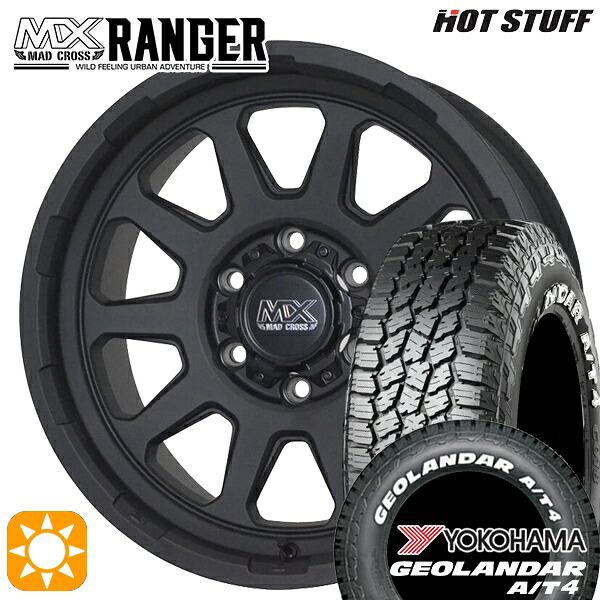 【取付対象】215/65R16C 109/107S ヨコハマ ジオランダー A/T4 ホワイトレター ホットスタッフ マッドクロス レンジャー マットブラック 16インチ 6.5J 6H139.7 サマータイヤホイールセット |トレッド新横浜師岡店
