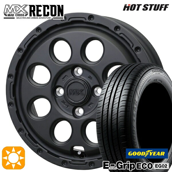 【取付対象】フィット アクア 175/70R14 84S グッドイヤー エフィシェントグリップ EG02 ホットスタッフ マッドクロス リーコン MBK 14インチ 5.0J 4H100 +35 サマータイヤホイールセット ｜トレッド新横浜師岡店