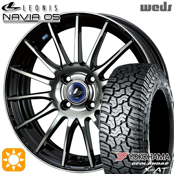 【取付対象】215/70R16 100/97Q ヨコハマ ジオランダー X-AT G016 Wedsレオニス ナヴィア05 BPB (ブラック ミラーカット ブラッククリアー) 16インチ 6.0J 4H100 サマータイヤホイールセット
