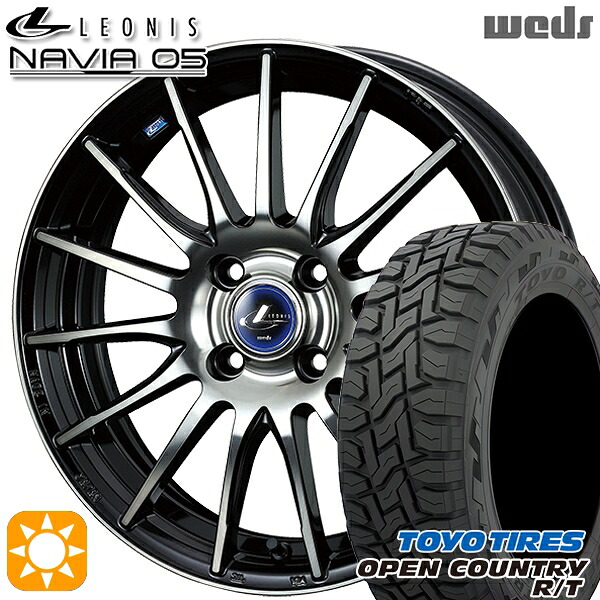 【取付対象】アクア クロスビー 175/60R16 82Q トーヨー オープンカントリー R/T Weds ウェッズ レオニス ナヴィア05 BPB (ブラック ミラーカット ブラッククリアー) 16インチ 6.0J 4H100 サマータイヤホイールセット