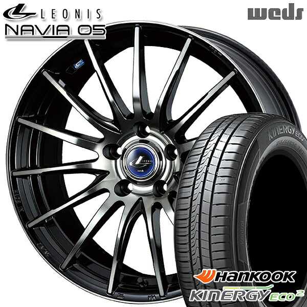 【取付対象】185/65R15 88T ハンコック KlnERGy ECO2 K435 Weds ウェッズ レオニス ナヴィア05 BPB (ブラック ミラーカット ブラッククリアー) 15インチ 6.0J 5H114.3 サマータイヤホイールセット