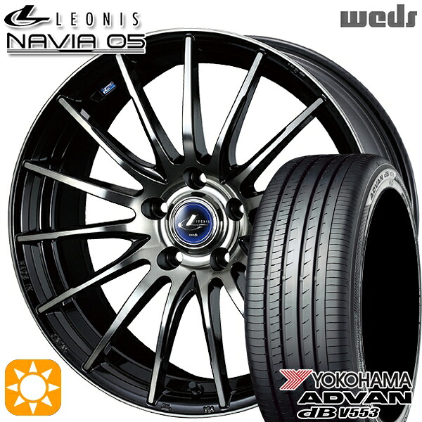 【取付対象】マークX スカイライン 225/45R18 95W XL ヨコハマ アドバンデシベル V553 Weds ウェッズ レオニス ナヴィア05 BPB (ブラック ミラーカット ブラッククリアー) 18インチ 8.0J 5H114.3 サマータイヤホイールセット |トレッド新横浜師岡店