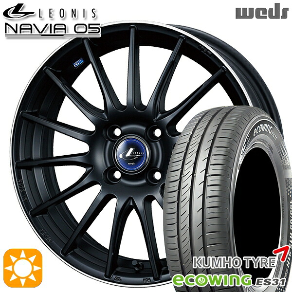 【取付対象】175/65R15 84H クムホ エコウィング ES31 Weds ウェッズ レオニス ナヴィア05 MBP (マットブラック リムポリッシュ) 15インチ 5.5J 4H100 サマータイヤホイールセット