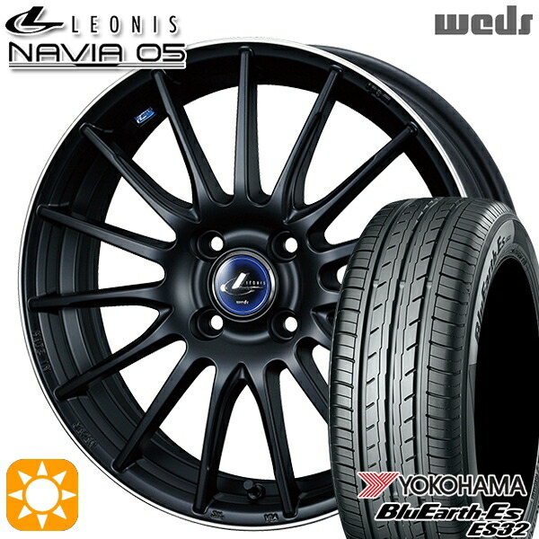 【取付対象】185/65R15 88S ヨコハマ ブルーアース ES32 Weds ウェッズ レオニス ナヴィア05 MBP (マットブラック リムポリッシュ) 15インチ 5.5J 4H100 サマータイヤホイールセット ｜トレッド新横浜師岡店