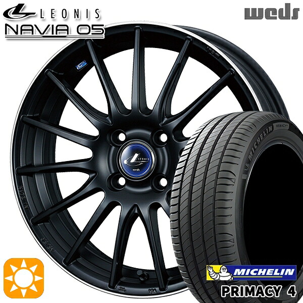 【取付対象】185/60R15 88H XL ミシュラン プライマシー4 Weds ウェッズ レオニス ナヴィア05 MBP (マットブラック リムポリッシュ) 15インチ 5.5J 4H100 サマータイヤホイールセット