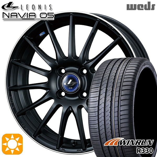 【取付対象】アクア ヤリス 195/45R17 85W XL ウィンラン R330 Weds ウェッズ レオニス ナヴィア05 MBP (マットブラック リムポリッシュ) 17インチ 6.5J 4H100 サマータイヤホイールセット