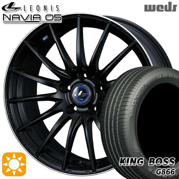 【取付対象】235/50R18 101W XL キングボス G866 Weds ウェッズ レオニス ナヴィア05 MBP (マットブラック リムポリッシュ) 18インチ 7.0J 5H114.3 サマータイヤホイールセット |トレッド新横浜師岡店