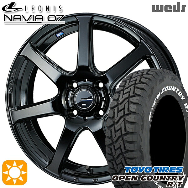 【取付対象】タフト 165/65R15 81Q トーヨー オープンカントリー R/T ホワイトレター Weds ウェッズ レオニス ナヴィア07 PBK (プレミアムブラック) 15インチ 4.5J 4H100 サマータイヤホイールセット