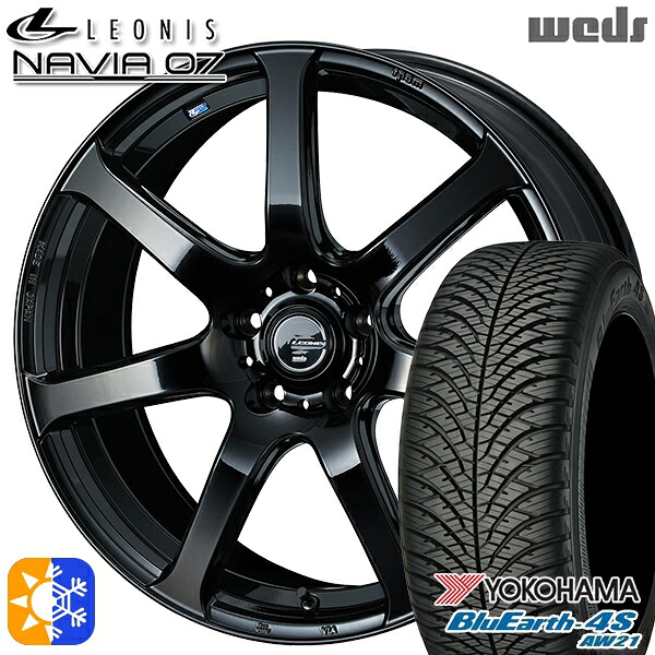 235/50R18 101Y XL ヨコハマ ブルーアース 4S AW21 Weds ウェッズ レオニス ナヴィア07 PBK (プレミアムブラック) 18インチ 7.0J 5H114.3 オールシーズンタイヤホイールセット