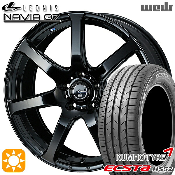【取付対象】215/60R17 100V XL クムホ エクスタ HS52 Weds ウェッズ レオニス ナヴィア07 PBK (プレミアムブラック) 17インチ 7.0J 5H114.3 サマータイヤホイールセット