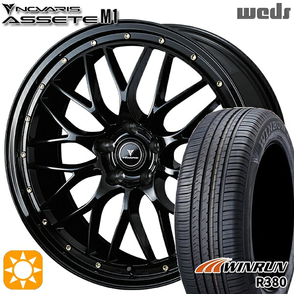 【取付対象】マツダ6 エクストレイル 225/60R18 104V XL ウィンラン R380 Weds ウェッズ ノヴァリス アセット M1 ブラック/ゴールドピアス 18インチ 7.5J 5H114.3 サマータイヤホイールセット