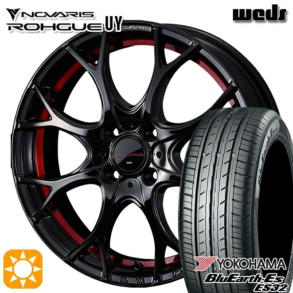 【取付対象】ソリオ タフト 165/65R15 81S ヨコハマ ブルーアース ES32 Weds ウェッズ ノヴァリス ローグ UY ピアノブラック/レッドライン 15インチ 4.5J 4H100 サマータイヤホイールセット
