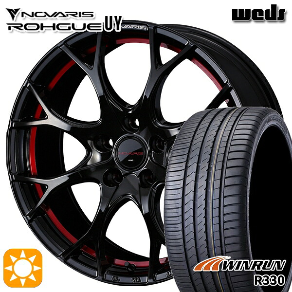 【取付対象】アクセラ アテンザ 215/45R18 93W XL ウィンラン R330 Weds ウェッズ ノヴァリス ローグ UY ピアノブラック/レッドライン 18インチ 7.0J 5H114.3 サマータイヤホイールセット |トレッド新横浜師岡店