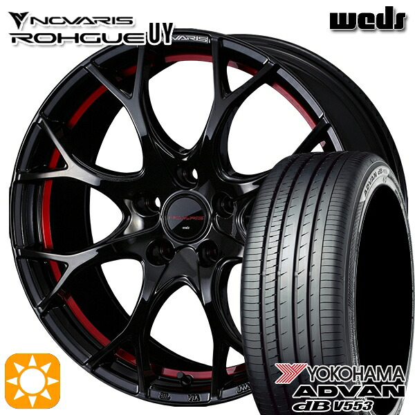 【取付対象】レガシィB4 エクシーガ 215/50R17 95V XL ヨコハマ アドバンデシベル V553 Weds ウェッズ ノヴァリス ローグ UY ピアノブラック/レッドライン 17インチ 7.0J 5H100 サマータイヤホイールセット |トレッド新横浜師岡店