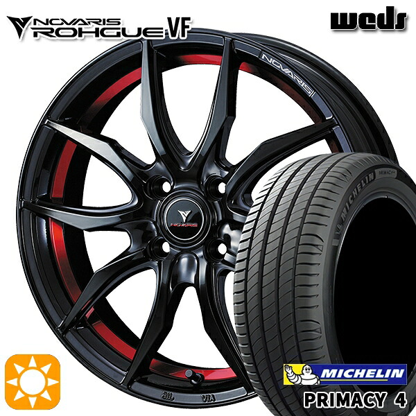 【取付対象】185/60R15 88H XL ミシュラン プライマシー4 Weds ウェッズ ノヴァリス ローグ VF ピアノブラック/レッドライン 15インチ 5.5J 4H100 サマータイヤホイールセット ｜トレッド新横浜師岡店