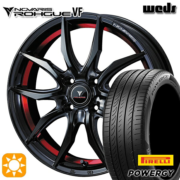 【取付対象】185/60R15 84H ピレリ パワジー Weds ウェッズ ノヴァリス ローグ VF ピアノブラック/レッドライン 15インチ 5.5J 4H100 サマータイヤホイールセット |トレッド新横浜師岡店