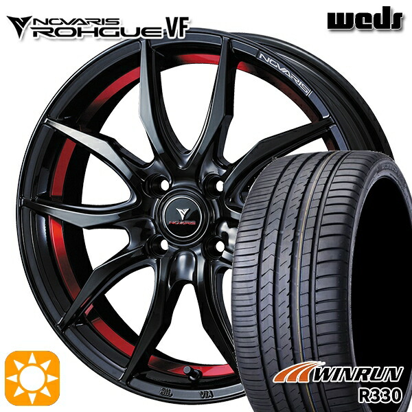 【取付対象】195/40R17 81W XL ウィンラン R330 Weds ウェッズ ノヴァリス ローグ VF ピアノブラック/レッドライン 17インチ 6.5J 4H100 サマータイヤホイールセット 60,720円