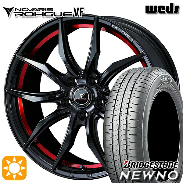 【取付対象】215/45R18 93W XL ブリヂストン ニューノ Weds ウェッズ ノヴァリス ローグ VF ピアノブラック/レッドライン 18インチ 7.0J 5H114.3 サマータイヤホイールセット