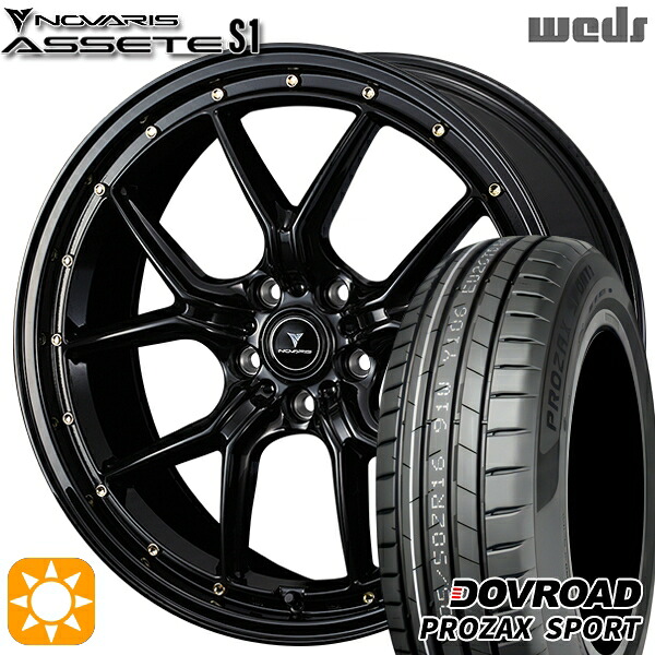 【取付対象】20/30系アルファード ヴェルファイア 235/50R18 101W XL DOVROAD プロザックススポーツ Weds ウェッズ ノヴァリス アセット S1 ブラック/ゴールドピアス 18インチ 7.5J 5H114.3 サマータイヤホイールセット |トレッド新横浜師岡店