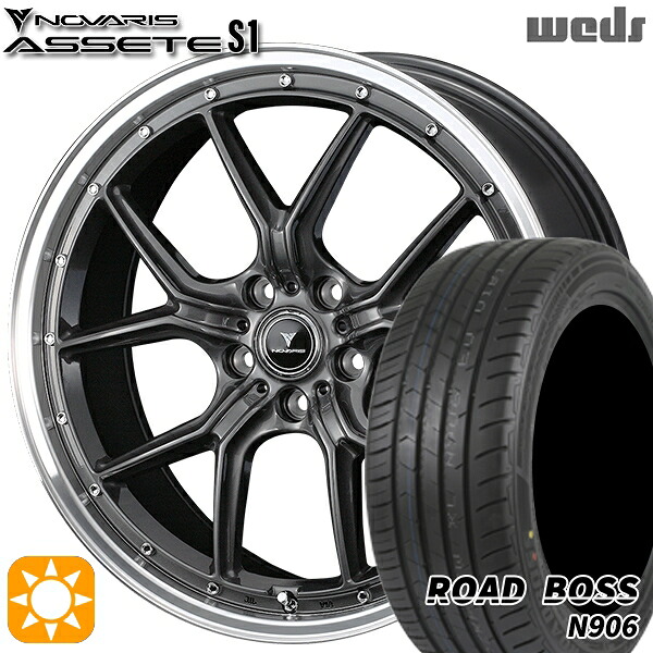 【取付対象】245/35R20 95W XL ロードボス N906 Weds ウェッズ ノヴァリス アセット S1 ガンメタ/リムポリッシュ 20インチ 8.5J 5H114.3 サマータイヤホイールセット