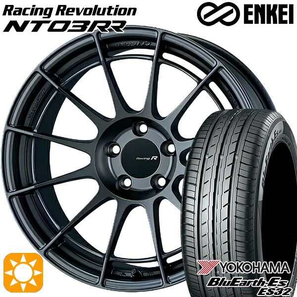 【取付対象】プリウス カローラツーリング 215/45R17 91V XL ヨコハマ ブルーアース ES32 ENKEI エンケイ レーシングレボリューション NT03RR マットダークガンメタリック 17インチ 7.0J 5H100 サマータイヤホイールセット ｜トレッド新横浜師岡店 106,900円