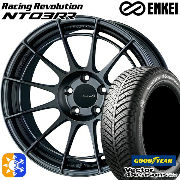 アイシス ノア 215/45R17 91H XL グッドイヤー ベクター フォーシーズンズ ENKEI エンケイ レーシングレボリューション NT03RR 17インチ 7.5J 5H114.3 マットダークガンメタリック オールシーズンタイヤホイールセット