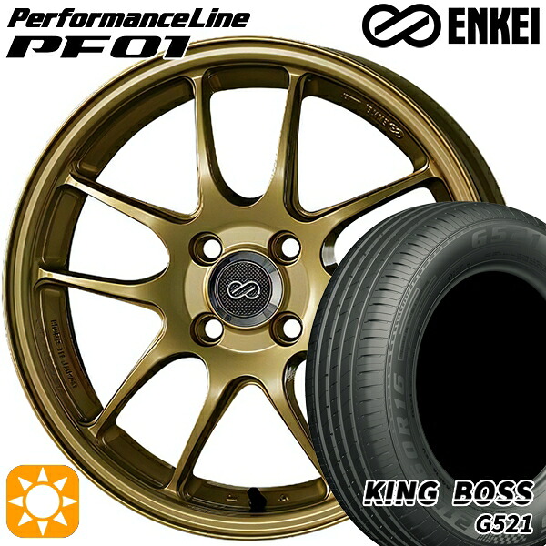 【取付対象】ライズ ロッキー 205/60R16 92V キングボス G521 ENKEI エンケイ パフォーマンスライン PF01 ゴールド 16インチ 6.5J 4H100 サマータイヤホイールセット ｜トレッド新横浜師岡店