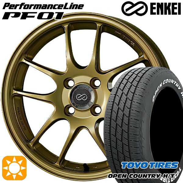 【取付対象】ライズ ロッキー 195/60R17 90H トーヨー オープンカントリー H/T2 WL ENKEI エンケイ パフォーマンスライン PF01 ゴールド 17インチ 7.0J 4H100 サマータイヤホイールセット ｜トレッド新横浜師岡店