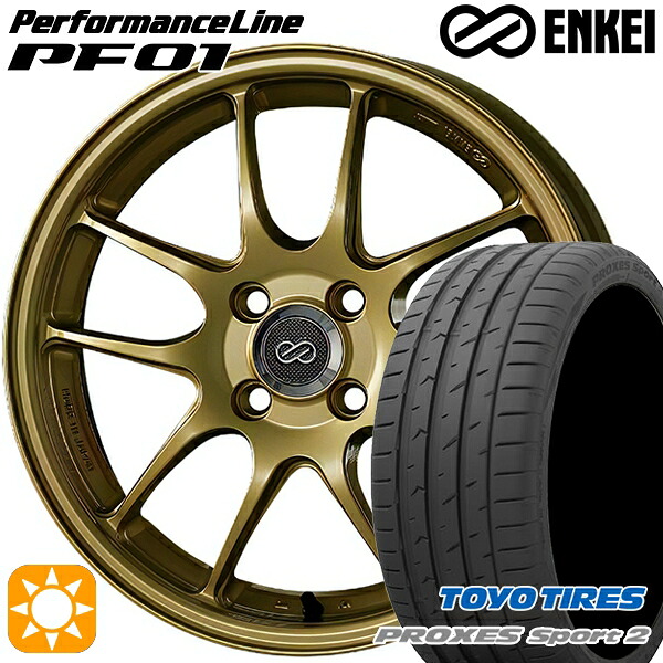 【取付対象】225/40R18 92Y XL トーヨー プロクセススポーツ2 ENKEI エンケイ パフォーマンスライン PF01 ゴールド 18インチ 7.5J 5H114.3 サマータイヤホイールセット |トレッド新横浜師岡店