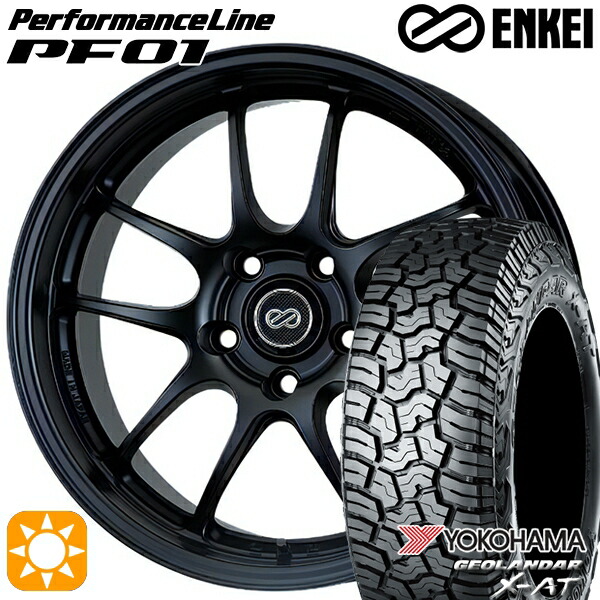 【取付対象】ライズ ロッキー LT215/70R16 100/97Q ヨコハマ ジオランダー X-AT G016 エンケイ パフォーマンスライン PF01 マットブラック 16インチ 6.5J 4H100 サマータイヤホイールセット