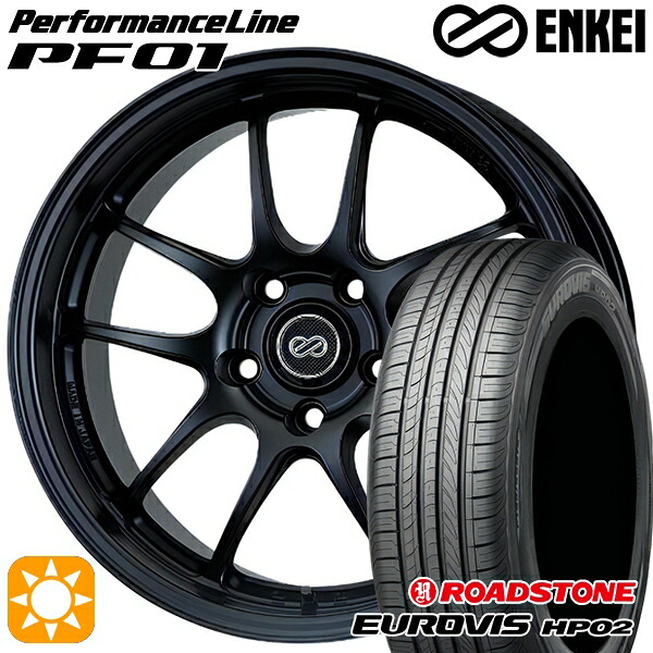 【取付対象】185/65R15 ネクセン ロードストーン ユーロビズ HP02 ENKEI エンケイ パフォーマンスライン PF01 マットブラック 15インチ 6.5J 4H100 サマータイヤホイールセット