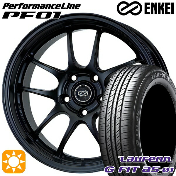 【取付対象】195/55R16 87V ラウフェン G FIT as-01 LH42 ENKEI エンケイ パフォーマンスライン PF01 マットブラック 16インチ 6.5J 4H100 サマータイヤホイールセット