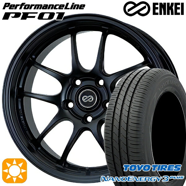 【取付対象】205/60R16 92H トーヨー ナノエナジー3プラス ENKEI エンケイ パフォーマンスライン PF01 マットブラック 16インチ 6.5J 4H100 サマータイヤホイールセット