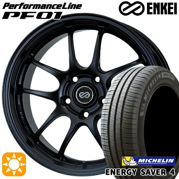 【取付対象】175/60R16 86H XL ミシュラン エナジーセイバー4 ENKEI エンケイ パフォーマンスライン PF01 マットブラック 16インチ 6.5J 4H100 サマータイヤホイールセット
