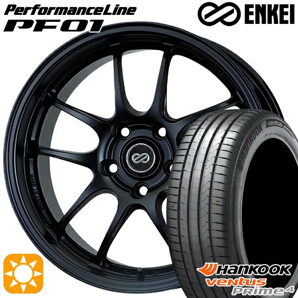 【取付対象】215/50R17 95W XL ハンコック veNtus PRime4 K135 ENKEI エンケイ パフォーマンスライン PF01 マットブラック 17インチ 7.5J 5H114.3 サマータイヤホイールセット |トレッド新横浜師岡店