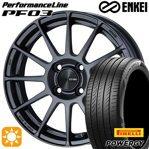 【取付対象】ライズ ロッキー 205/60R16 92H ピレリ パワジー ENKEI エンケイ パフォーマンスライン PF03 マットダークガンメタリック 16インチ 6.5J 4H100 サマータイヤホイールセット