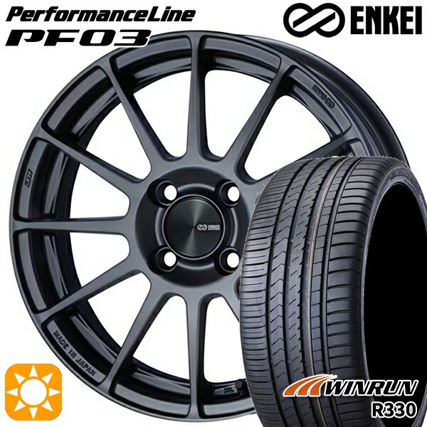 【取付対象】195/45R16 84V XL ウィンラン R330 ENKEI エンケイ パフォーマンスライン PF03 マットダークガンメタリック 16インチ 6.5J 4H100 サマータイヤホイールセット ｜トレッド新横浜師岡店