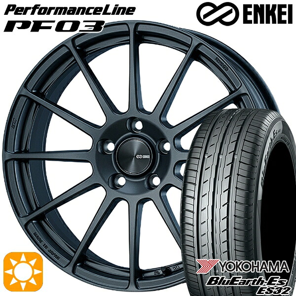 【取付対象】225/60R17 99H ヨコハマ ブルーアース ES32 ENKEI エンケイ パフォーマンスライン PF03 マットダークガンメタリック 17インチ 7.0J 5H114.3 サマータイヤホイールセット ｜トレッド新横浜師岡店 106,890円
