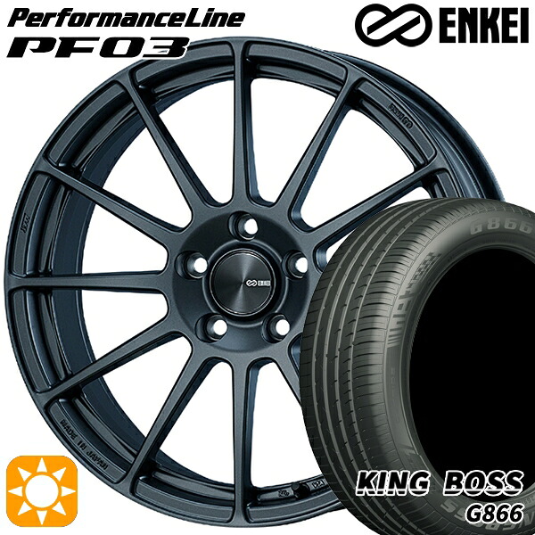 【取付対象】205/50R17 93W XL キングボス G866 ENKEI エンケイ パフォーマンスライン PF03 マットダークガンメタリック 17インチ 7.0J 5H100 サマータイヤホイールセット ｜トレッド新横浜師岡店 81,829円