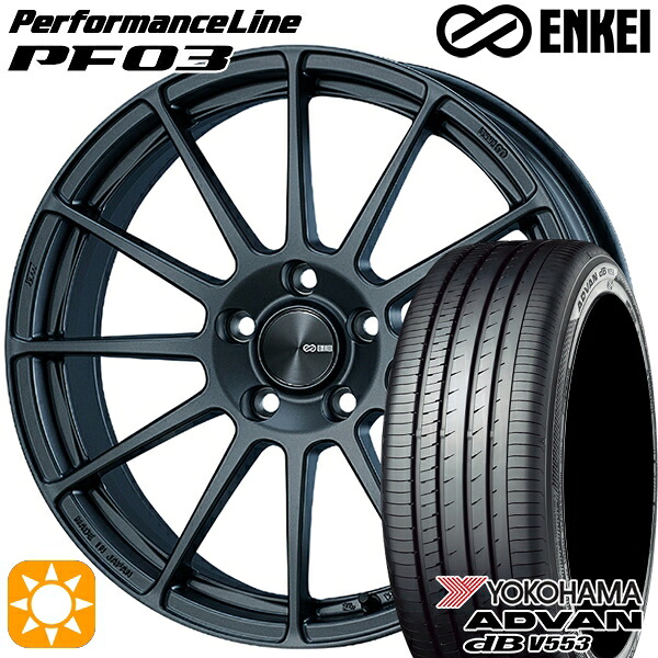 【取付対象】20/30系アルファード ヴェルファイア 235/50R18 97W ヨコハマ アドバンデシベル V553 ENKEI エンケイ パフォーマンスライン PF03 マットダークガンメタリック 18インチ 7.5J 5H114.3 サマータイヤホイールセット