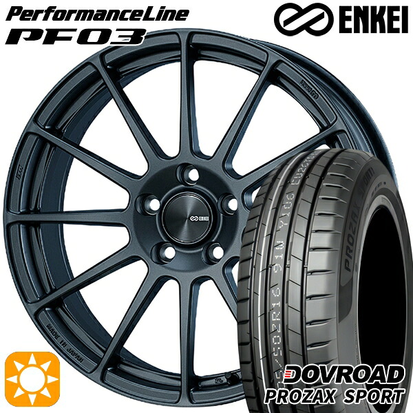 【取付対象】アウトランダー エクストレイル 225/55R18 102W XL DOVROAD プロザックススポーツ ENKEI エンケイ パフォーマンスライン PF03 マットダークガンメタリック 18インチ 7.5J 5H114.3 サマータイヤホイールセット |トレッド新横浜師岡店