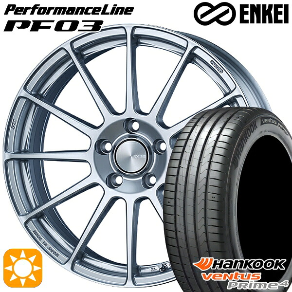 【取付対象】225/65R17 102H ハンコック veNtus PRime4 K135A ENKEI エンケイ パフォーマンスライン PF03 スパークルシルバー 17インチ 7.0J 5H114.3 サマータイヤホイールセット